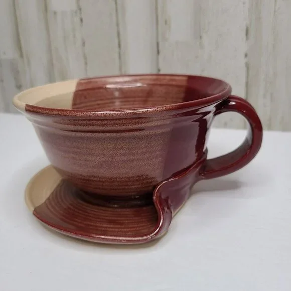 Art Pottery Clay Pottery Unique Soup Bowl Mug Plate Dish One Piece Tri Color - Picture 14 of 16